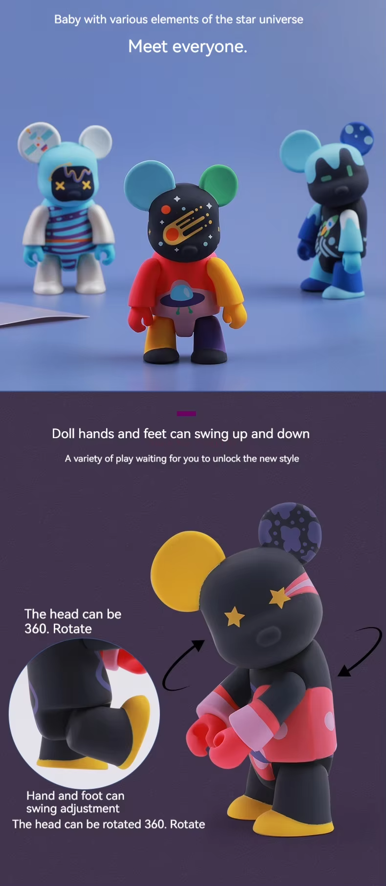 QEE Starry Universe Bears Series - 1 Pc Blind Box
